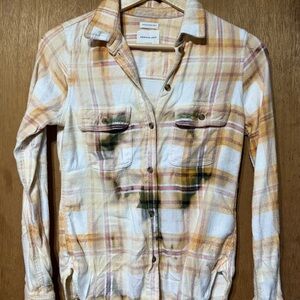 American‎ Eagle Outfitters Cream and Orange Button Down Shirt